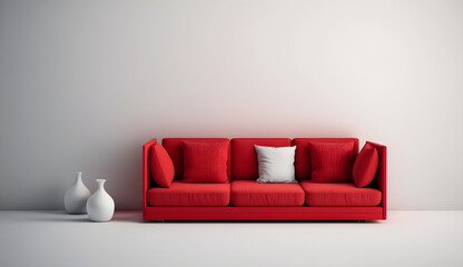 red sofa in a white  room new decor -AI Generative 
