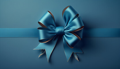 silver  blue ribbon bow-AI Generative 
