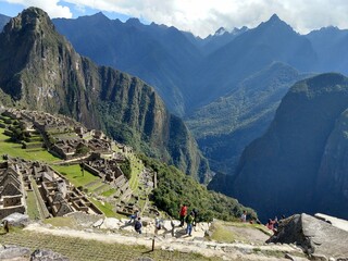 Inca ruins on mountain in Cusco Peru