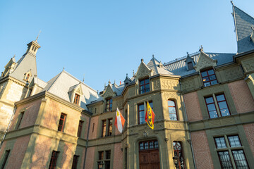 Fototapeta premium Schadau castle in a pretty park in Thun in Switzerland