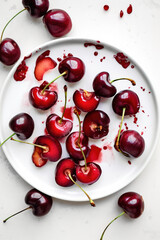 cherries on a white plate 