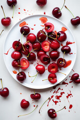 cherries on a white plate 