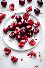cherries on a white plate 