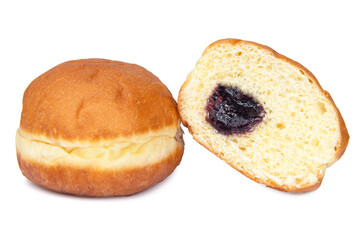 Tasty berliner donuts ball isolated on the white background