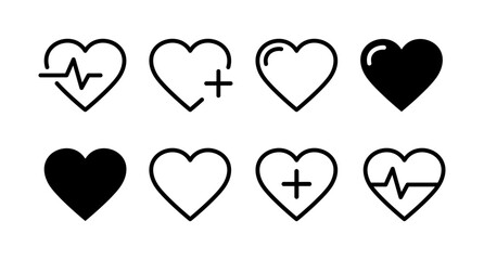Heart icons. Heartbeat icon