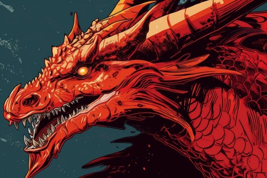 Red Dragon Head Digital Painting Stock Illustration - Download Image Now - Dragon, Red, Fantasy - iStock