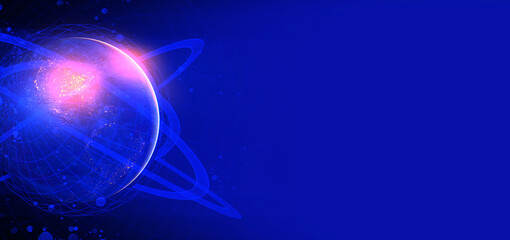 earth and network of internet for telecom,globe data cloud storage of 5g, global networking of social data communication ,Element of this images furnished by NASA