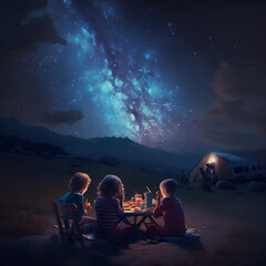 group of people at night
