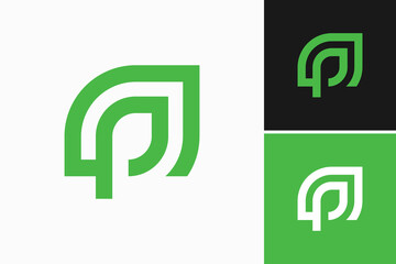 letter GP with growth leaf logo vector 