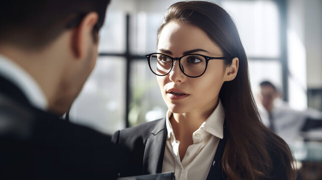 Businesswoman Speaking to a Businessman Generative AI