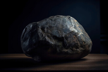 Jeremejevite is a rare precious natural geological stone eremeite on a black background in low key. AI generated.