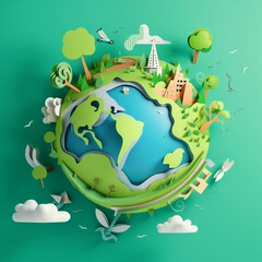 Naklejka premium Earth day Illustration, Creative Background, wallpaper. Generative Ai. 