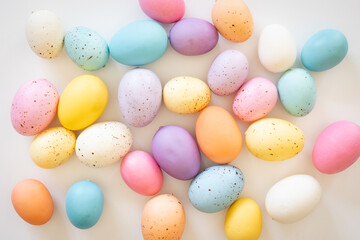 Background of colourful easter eggs on white