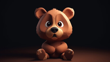 cute 3D brown teddy bear, Generative AI