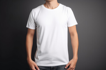 male model in a white shirt, shirt mock up, created with generative ai technology