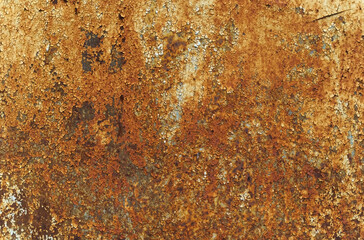 Corrosion and oxidized plate. Worn metal iron background.