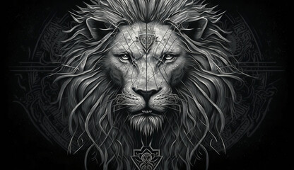 head of lion, lion artwork, illustration, lion illustration, generated with AI tool
