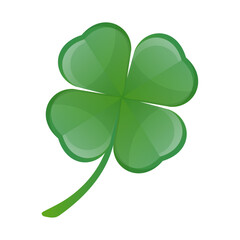  Clover icon in flat style. Good luck icon. Green four-leaf clover.