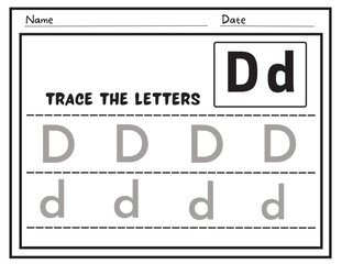 Alphabet tracing practice Letter D. Tracing practice worksheet Educational children Tracing, printable worksheet for kids. Writing training printable worksheet