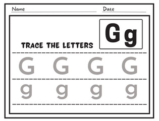 Alphabet tracing practice Letter G. Tracing practice worksheet Educational children Tracing, printable worksheet for kids. Writing training printable worksheet