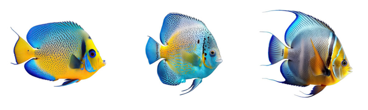 Collection of colorful fish on a transparent or white background