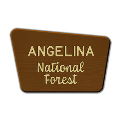 Angelina National Forest wood sign illustration on transparent background