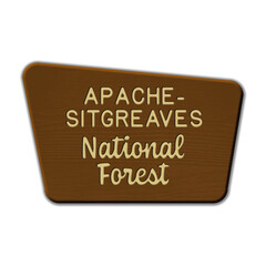 Apache-Sitgreaves National Forest wood sign illustration on transparent background