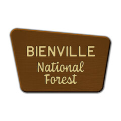 Bienville National Forest wood sign illustration on transparent background
