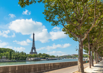World famous Eiffel tower and Seine river in Paris