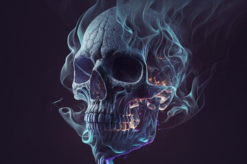 Skull with smoke. Generative AI