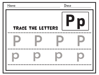 Alphabet tracing practice Letter P. Tracing practice worksheet Educational children Tracing, printable worksheet for kids. Writing training printable worksheet