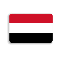 Yemen flag - flat vector rectangle with rounded corners and dropped shadow.