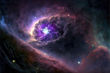 Obraz na płótnie Canvas Pearl nebula with stars. Fantasy galaxy generative AI background