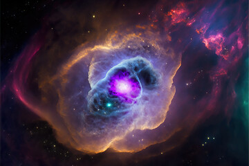 Obraz premium Pearl nebula with stars. Fantasy galaxy generative AI background