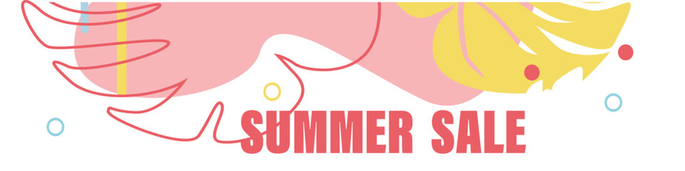 Summer sale banner in Pink tropical style. Big Summer Sale