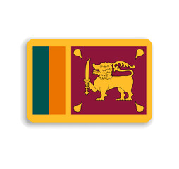 Sri Lanka flag - flat vector rectangle with rounded corners and dropped shadow.