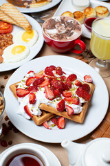 pancakes with strawberry jam