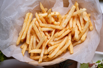 french fries on a table