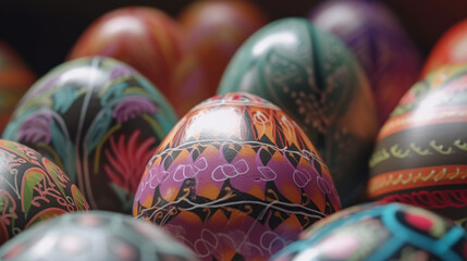 Easter Day. many colored eggs.