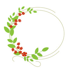 Fototapeta premium Vintage circle frame of flowers and leaves. Floral decorations. Vector illustrations.