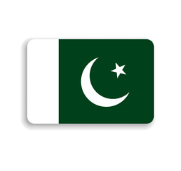 Pakistan flag - flat vector rectangle with rounded corners and dropped shadow.