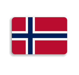 Norway flag - flat vector rectangle with rounded corners and dropped shadow.