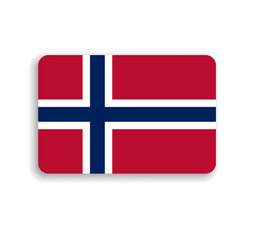 Obraz premium Norway flag - flat vector rectangle with rounded corners and dropped shadow.