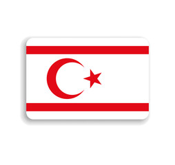 Northern Cyprus flag - flat vector rectangle with rounded corners and dropped shadow.