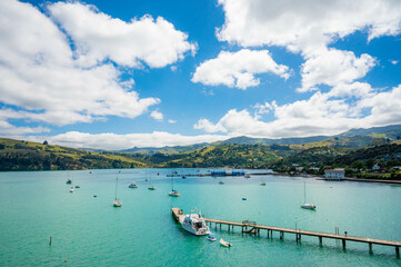 View from the lighthouse to Akaroa bay