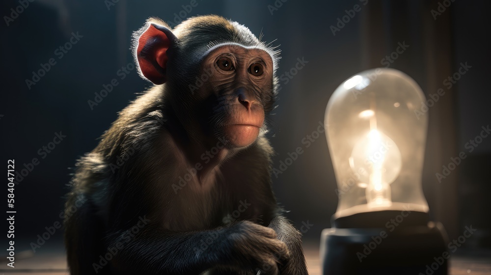Wall mural monkey close up. portrait of a monkey. created with generative ai.