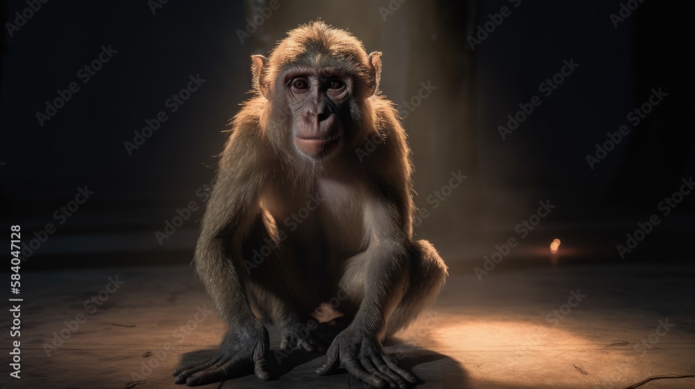 Wall mural monkey close up. portrait of a monkey. created with generative ai.