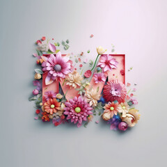 Mother's day M letter with flowers. Illustration AI Generative