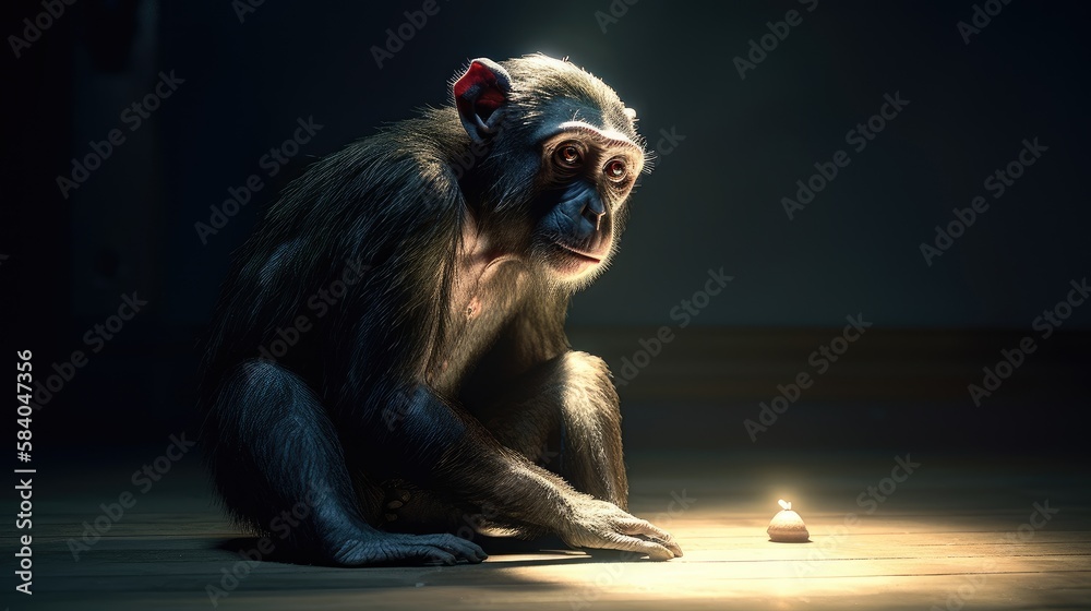 Wall mural monkey close up. portrait of a monkey. created with generative ai.