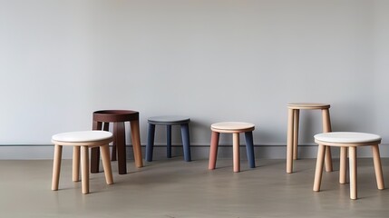 a group of stools in different colors and sizes - Generative AI
